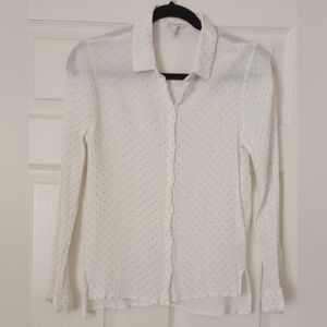 Springfield Button Down Golden Polkadot Blouse| White| Women Size:S